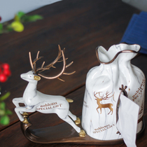 Nordic ins wind tissue box Household living room coffee table Deer ornaments Light luxury paper box Marble soft decoration