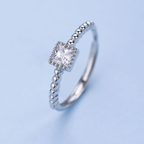 S925 sterling silver inlaid zircon square diamond ring fashion versatile temperament Korean silver jewelry ring