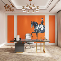 Office background wall Bamboo and wood fiber integrated wallboard Hermes orange gypsum line wallboard Knight gusset