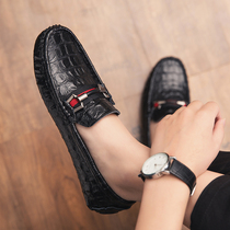 Tide brand Bean shoes 2020 new casual leather shoes Korean version of spring Joker breathable driving shoes trend personality mens shoes