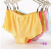 Underpants women without trace solid color low waist Summer Triangle lace breathable hollow sexy comfortable bamboo fiber girl bottoms
