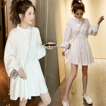 Pregnant women autumn set 2021 New loose shirt shirt tide mother long pregnant women dress autumn top