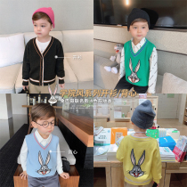 Chenchen mother rabbit boys autumn coat autumn dress foreign tide childrens sweater cardigan baby knitted vest