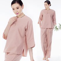 Original new Chinese style improved Chinese style womens seven-point sleeve cotton hemp plate buckle yoga suit set Tea man zen suit Meditation