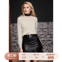 U N Q soft warm 100% pure cashmere round neck pullover loose hollow elastic cashmere sweater top women