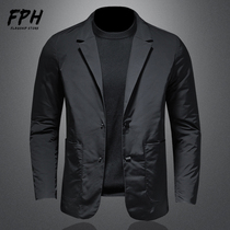 European Station Business Casual Down West Suit Mens High-end Autumn Winter Clothing Light And Warm White Duck Suede Small Suit Jacket