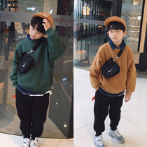 Clearance non-returnable Boys  autumn childrens clothing Childrens splicing sweater Designer style large childrens solid color top