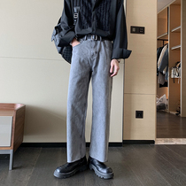 Hualun Spring and Autumn Wash Denim Trousers Men Loose Straight Hong Kong Style Korean Version Ulzzang Versatile Trend Pants