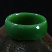Yuyuanxuan Natural Xinjiang Hetian Jade Jasper bracelet spinach green new pit Jasper widened jade bracelet