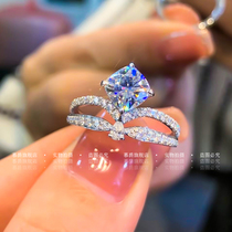 High Set Jewelry Crown Mosanstone Ring Pure Silver to Love Coronation Four Paws Diamonds Drop Drill Ring Woman Courting to Engagement Ring