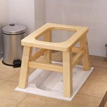 Elderly sitting defecation chair 25 High stool solid wood pregnant woman sitting on a bench wooded toilet Easy mobile toilet Older toilet