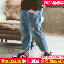 Fat children's jeans plus fat plus spring size pants 2022 new big children's autumn boys fat children's pants
