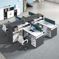 Office Furniture Desk Chair Combo Finance Desk Brief Modern 2 People 4 Staff Table Office Creative Screens