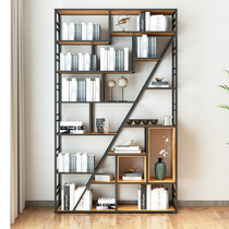 Iron art bookshelf rack creative bookcase floor modern minimalist industrial wind partition study office can be customized