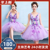 Banquet dress short new bridesmaid dress annual meeting small dress sister group short skirt host performance birthday evening Women