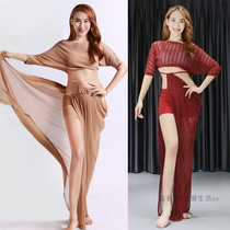 Dance posture belly dance dress womens 2021 new mesh dress Oriental dance suit set 3076