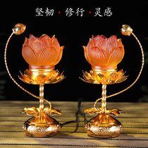 Lights for Buddha lights led colorful crystal glazed lotus lanterns Buddhist supplies plug-in long Ming lights Buddha Hall Buddha lights