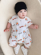 British next kid newborn baby clothes thin section jumpsuit summer go out short-sleeved romper baby crawling clothes cute