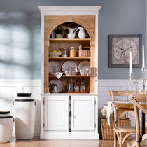 American country retro old arched sideboard wine cabinet French European Mediterranean solid wood bookcase bookcase