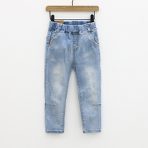 2018 Korean brand childrens clothing spring and summer new childrens jeans light color cotton boys and girls pants