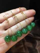 Natural Xinjiang Hetian Jasper beads drop earrings 9 5mm beads without black spots 14k gold inlaid womens gift
