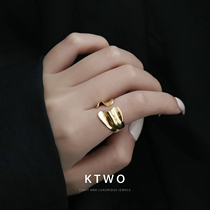 New fashion European and American fan high-end bag K gold ring female simple personality niche design lettering big ring