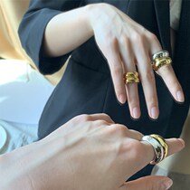 Left ear celi wind irregular ring French minimalist solid couple ring female tidal face does not fade