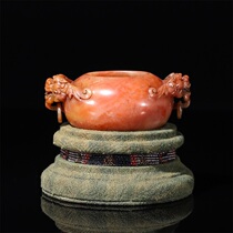  Old Tibetan Shoushan Furong stone Rui beast title ring water bowl H-4281