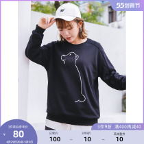 (Qingkura RMB100 ) Large-size womens clothing 2022 Fat mm Spring loaded with small bear print Leisure loose sleeve headwear