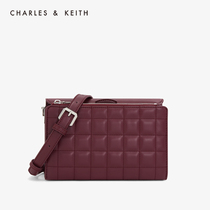 CHARLES & KEITH commuter wind CK2-20270315 Plaid bag surface decoration shoulder small square bag woman