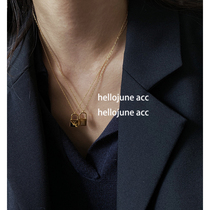 hellojune titanium steel gold-plated gold letter small lock pendant necklace carved English letter lock pendant