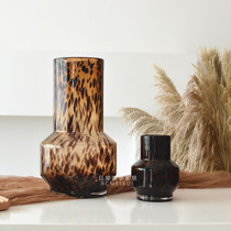 Creative retro Amber spotted glass vase home soft decoration floral ware ornaments fashion crafts decoration