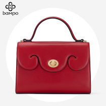 Banpo counter brand womens bag leather red Hand bag fashion trend lock shoulder shoulder bag women