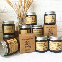 Glass jar cup soybean candle aromatherapy small tea color jar candle Kraft paper gift box wedding gift box with hand gift