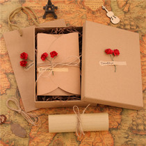 Net red ins Thanksgiving Christmas New Year letter paper envelope set Retro romantic confession love letter Beautiful cowhide hand gift Literary small fresh creative envelope DIY Girl heart gift box