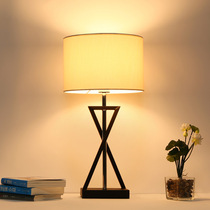 Fashion personality Bedside table lamp Study Wrought iron creative simple Nordic bedroom eye protection table lamp Guest triangle table lamp