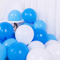 Dark Blue and White Latex Balloon Light Land Series Round Balloon Birthday Plant Six Childrens Day Kindergarten Decoration