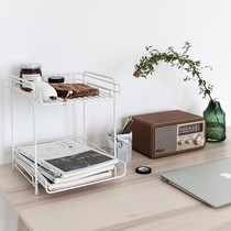 Storage basket Wrought iron desktop shelf Multi-layer desktop shelf Office desk cosmetics storage basket