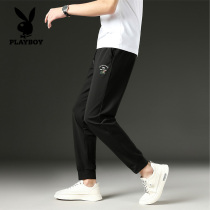  Playboy mulberry silk casual pants mens summer new mens pants ice silk wild small feet quick-drying pants men