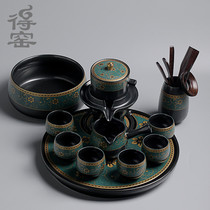 Stone mill old muddy lazy tea set full semi-automatic kung fu tea set household teapot tea tray tea set