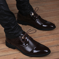 Tide Cards Men Genuine Leather Han Version Pointed All Season Banquets Fashion 100 Hitch Foot Lacing Casual Inner Heightening Leather Shoes