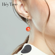 S925 silver 2021 New Tide senior sense Cherry cherries sterling silver earrings female temperament long earrings earrings