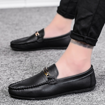Forest Wolf men Bean Bean Shoes Genuine Leather Fashion A foot pedal Lazy Person Breathable Driving Shoes 100 hitch casual leather shoe boomer shoes