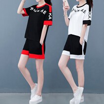 Tide brand 2021 summer new casual short sleeve sports set female size foreign style cotton thin shorts two-piece set