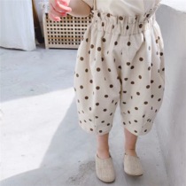 Girl Wide Leg Trousers Foreign Air Thin Pants Baby Kharen Pants Large Pp Pants Summer Children Baby Mosquito-Repellent Cotton Linen