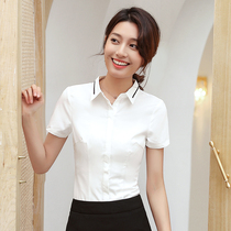 2020 Career suit womens work suit short sleeve white shirt summer new V - collar wear loose coat