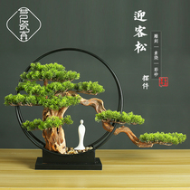 New Chinese Zen Mood Swing Piece Home Living Room Xuanguan Adornment Emulation Greet Visitors Pine Miniature Landscape Bonsai Club Soft Dress