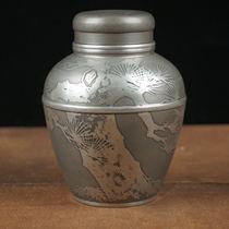 Japanese reflux dry Mao number made pure tin tea cans tin carved flower tea into Japanese tea ceremony tin cans tea pots tea pots