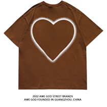 AWE GOD original national tide love graffiti short-sleeved men and women 2022 summer new street style casual T-shirt