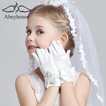 Ai Beyou girl princess gloves dress accessories childrens wedding gloves flower children bow short gloves girls